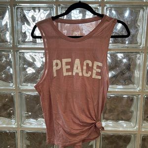 Spiritual Gangster Pink Tank Top with Peace Graphic